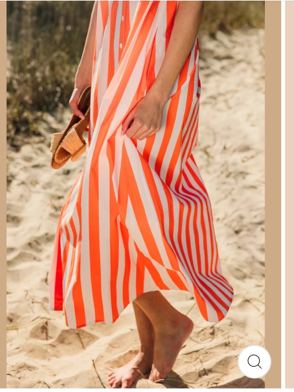 LIVRO Gibbons Dress Small Sunny Stripes NWT Orange Maxi Shirt Dress Pockets - Picture 5 of 13